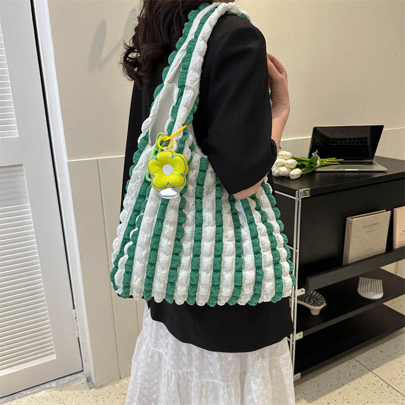 Pleated Bubble Bag Female Flower Sweet