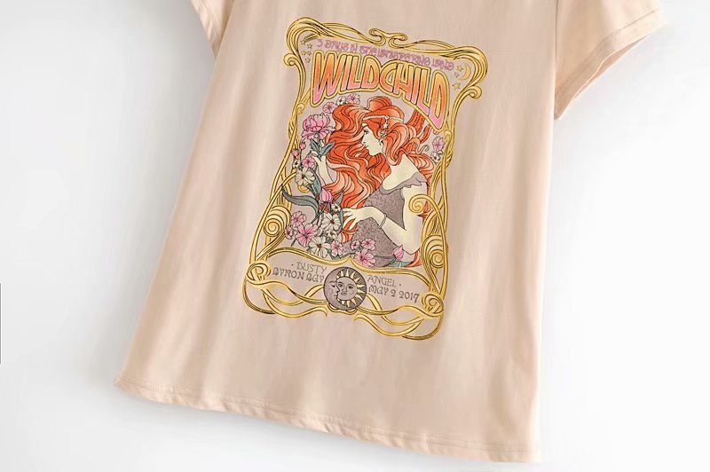 Pullover Round Neck Short Sleeve Personality Character Print
