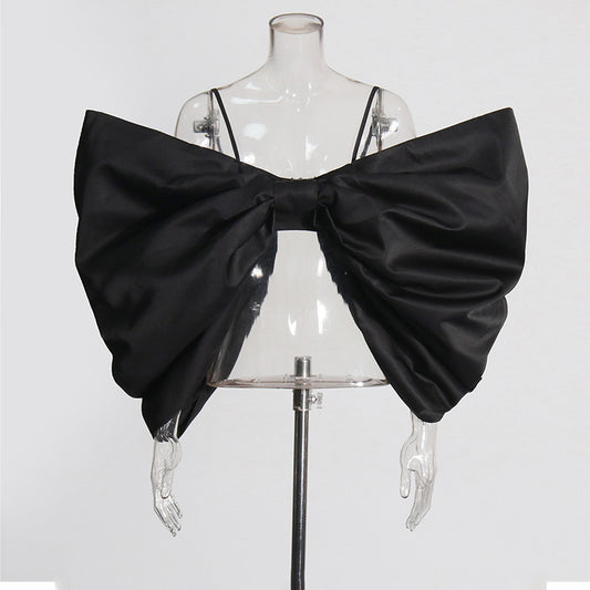 Fashion Solid Color Pure Desire Bow Suspenders Top