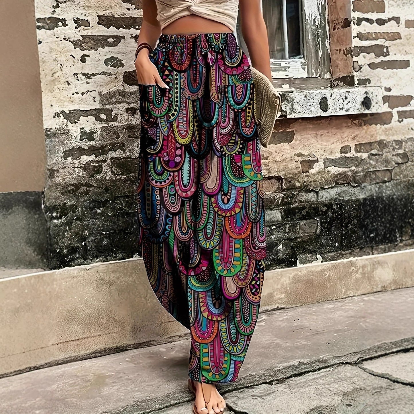 Women's Holiday Casual Full-body Printed Loose Lantern Pants