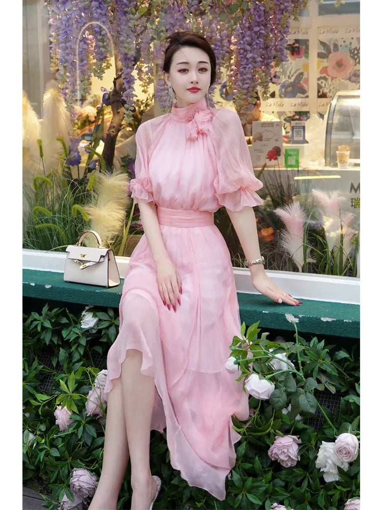 Waistband Gentle Fairy Exquisite French Long Dress