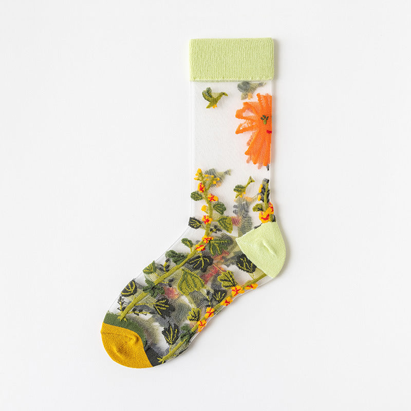 Summer New Thin Glass Silk Fashion Socks