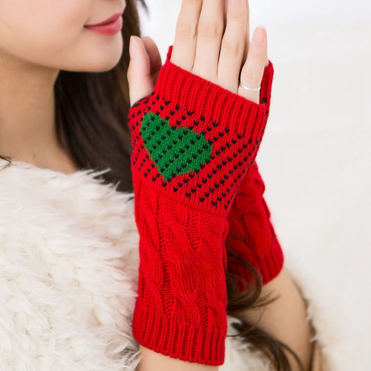 Typing Female Heart Peach Heart Christmas Gloves