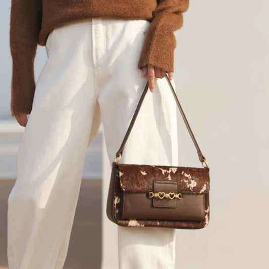 Taske i ægte hestehår, vintage, baguette, trendy crossbody