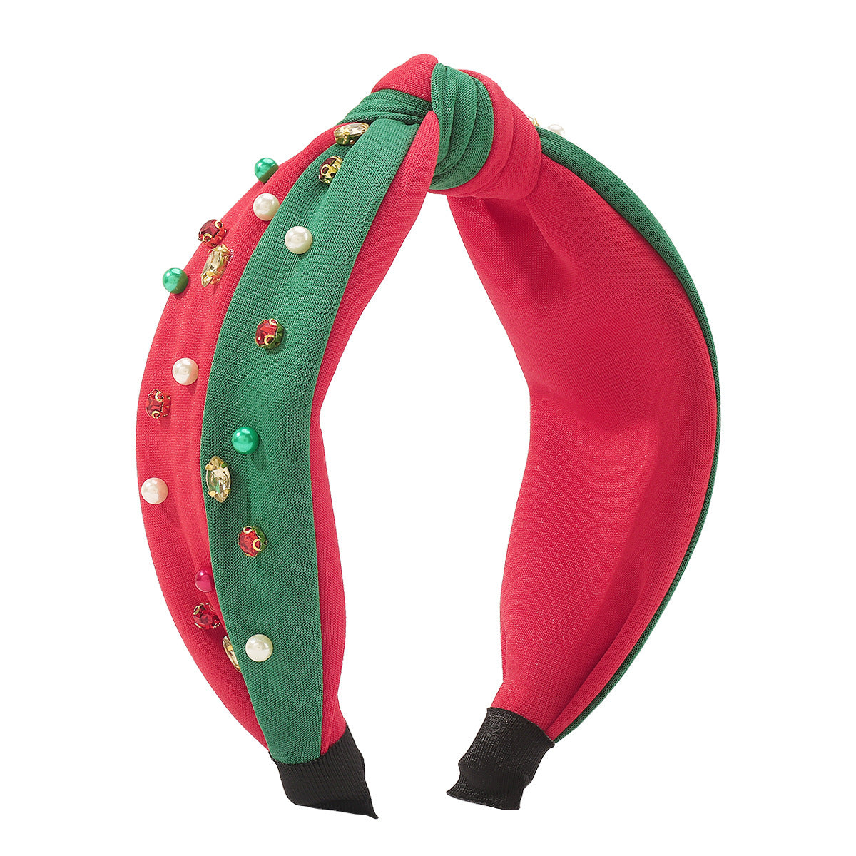 Christmas Wide-brimmed Diamond Beaded Contrast Color Knotted Light Luxury Festival Headband