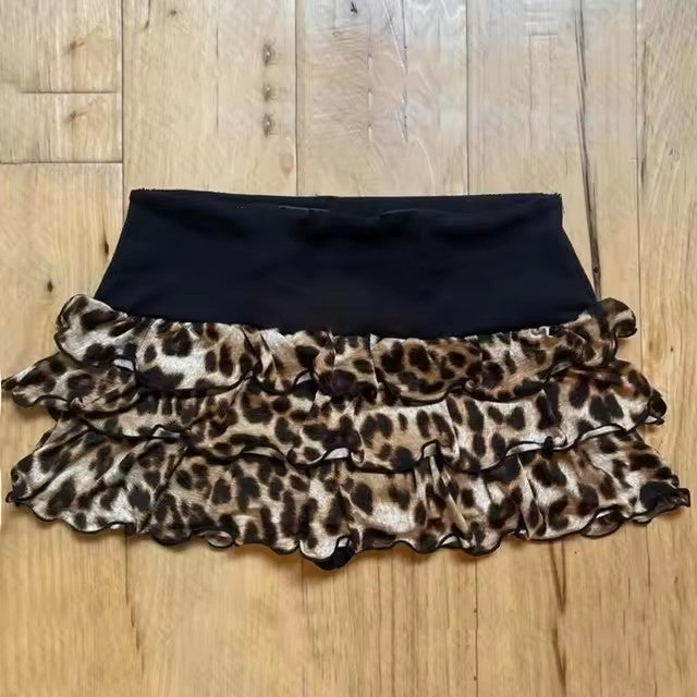Leopard Print Sexy Hot Girl Skirt Low Waist Fashion Casual