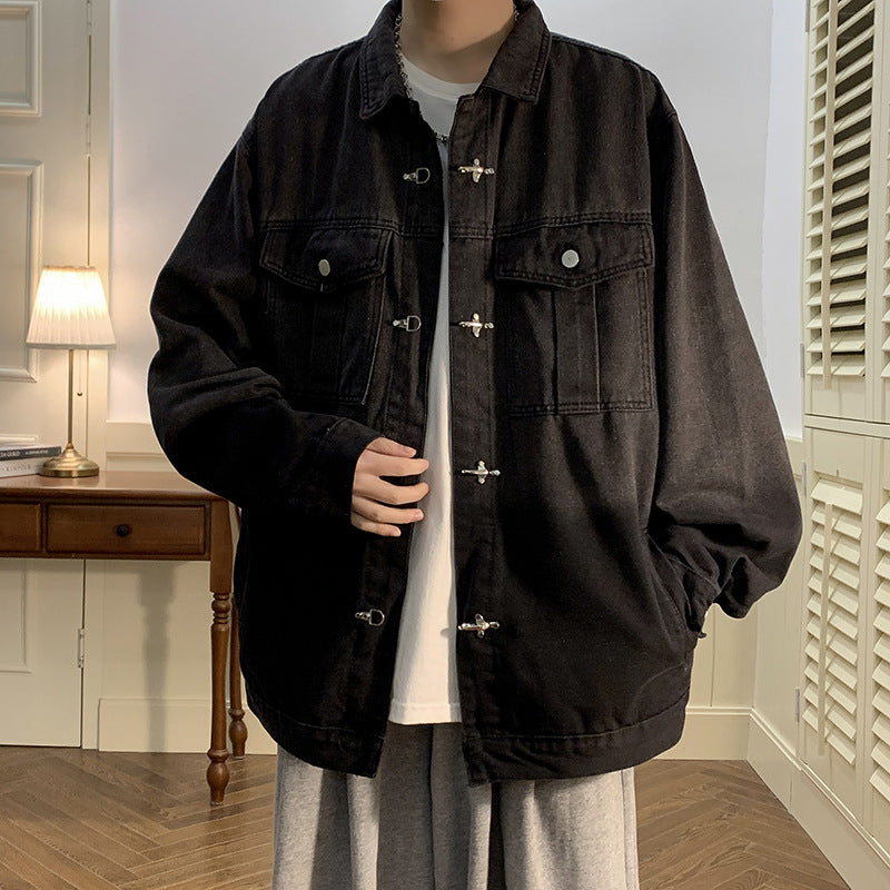 Plus Size Denim Two-tone Gradient Coat Jacket