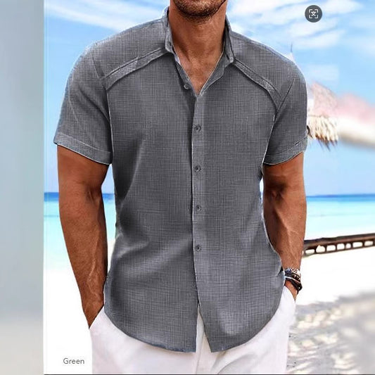 Hawaiian Casual Short Sleeve Solid Color
