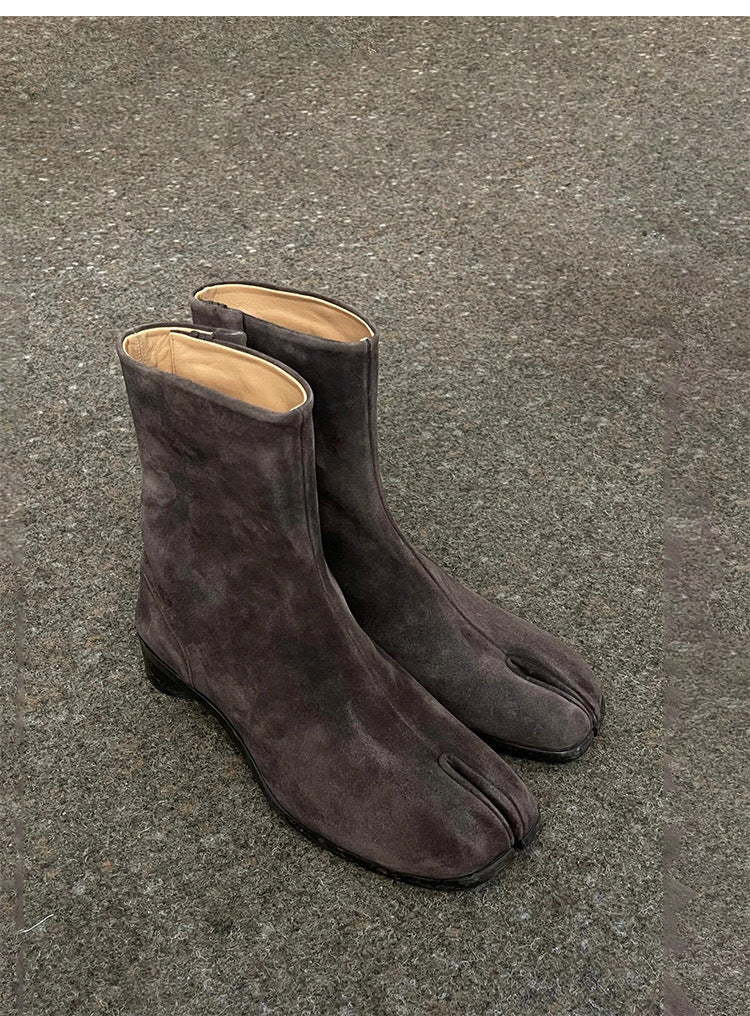 Genuine Leather Split Toe Cowboy Pleated Knight Boots