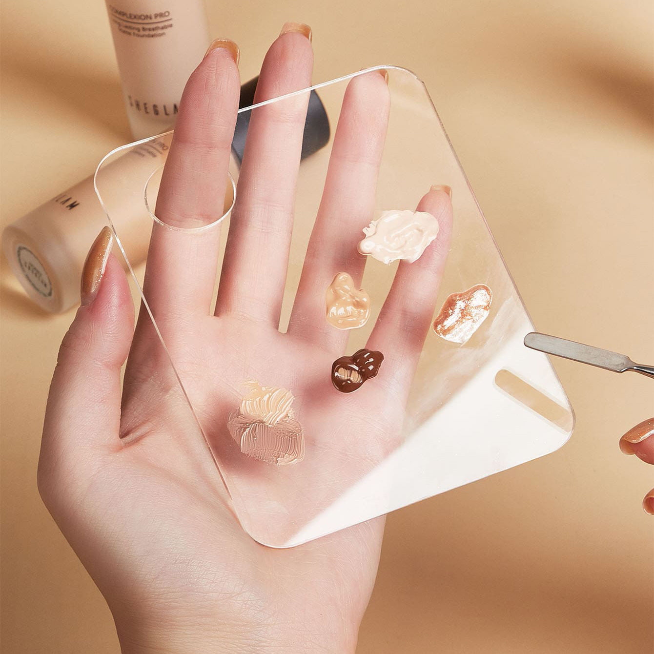 Akryl Nail Art Makeup Palette Øjenskyggestift Gel Foundation Cream Øjenskyggestift Nail Art Kosmetisk Manicure Toolblanding Værktøj Til Rejser Daglig