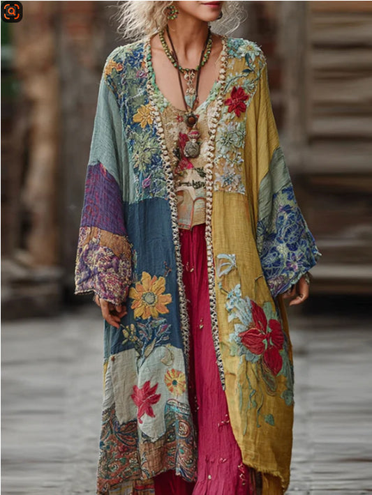 Elegant Long Flared Dress With Floral Print For Summer