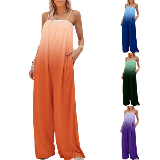 European And American Women's Plus Size Casual Loose Sleeveless High Waist Jumpsuit