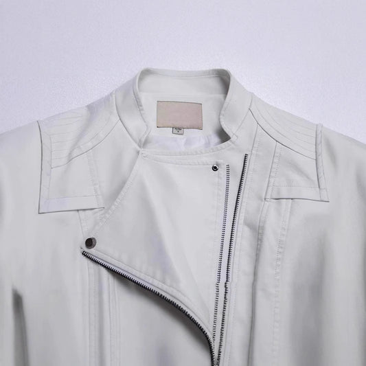 New Women's Leather Top Coat European And American Fashion Motorcycle Slim Fit Short Leather Jacket Jacket Zipper One Generation