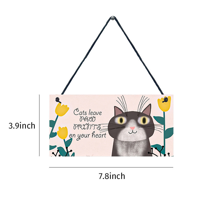 Wooden Cat Pendant For Pets Vintage Style