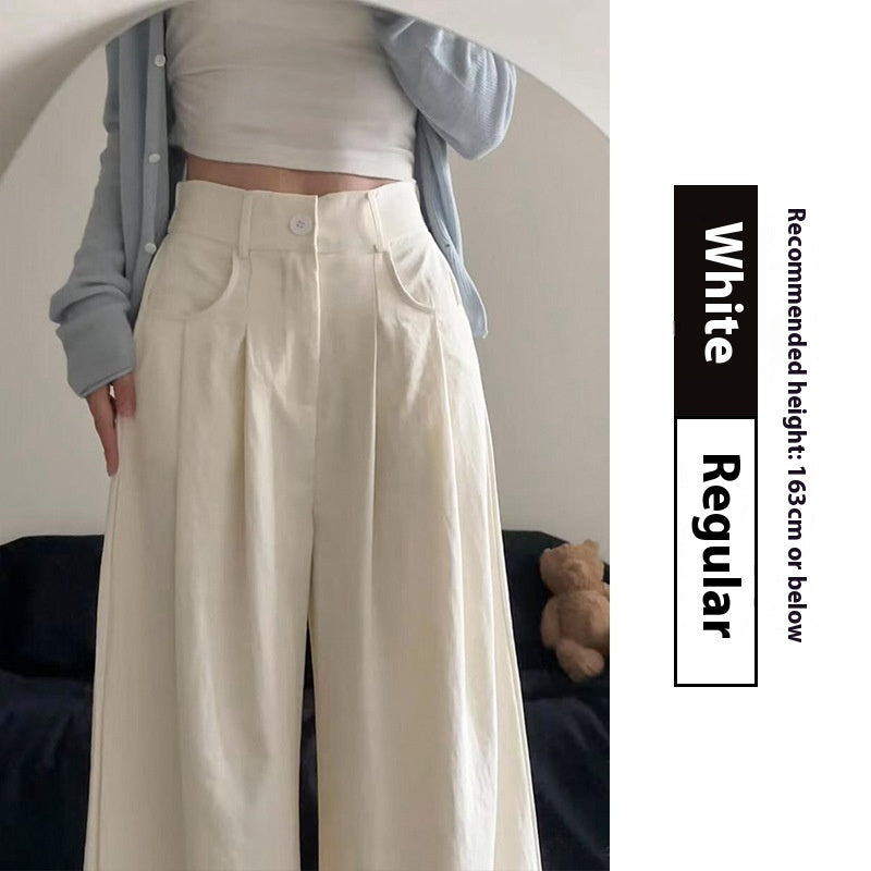 Suit Pants Women's High Waist Baggy Straight Trousers