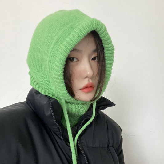 Drawstring Wool Hat Net Red Lovely Scarf Knit Hat