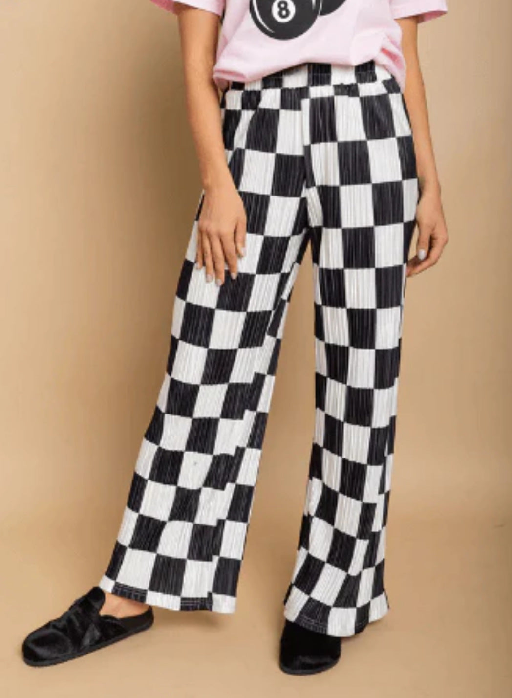 Fashionable Minimalist Plaid Print Pleated Trousers