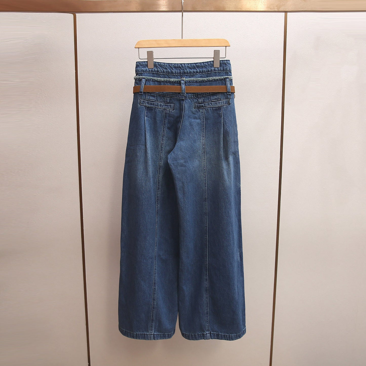 High-waisted A-line Wide-leg Long Jeans