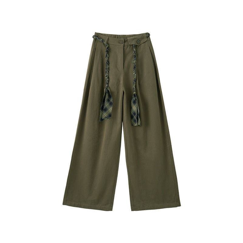 Womens High-waisted Drapey Straight-leg Loose-fit Wide-leg Pants