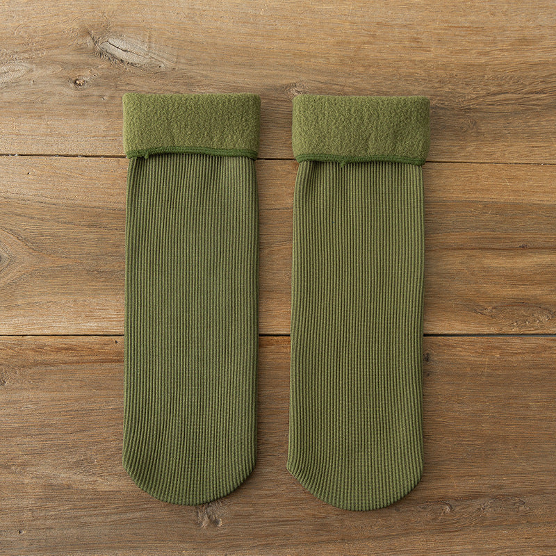Wool Thickened Women's Medium Tube Solid Color Socks
