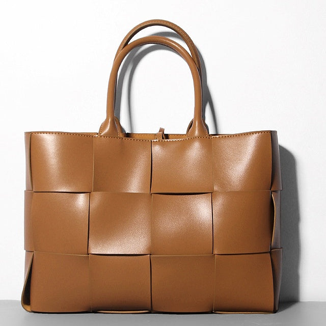 Woven Cowhide Single Shoulder Checkered Handbag