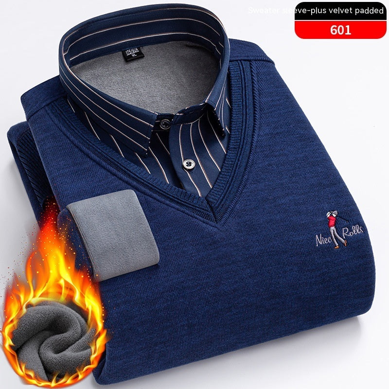 Men's Knitted False Two Pieces Warm