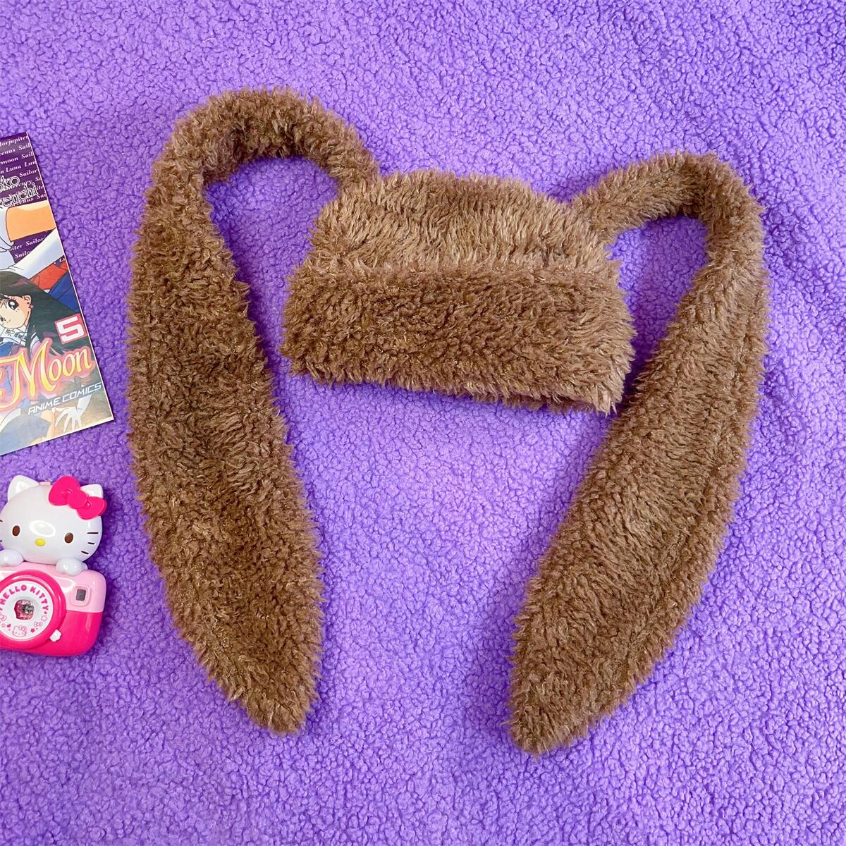 One-piece Concave Shape Kooky With Warm Berber Fleece Pullover Hat