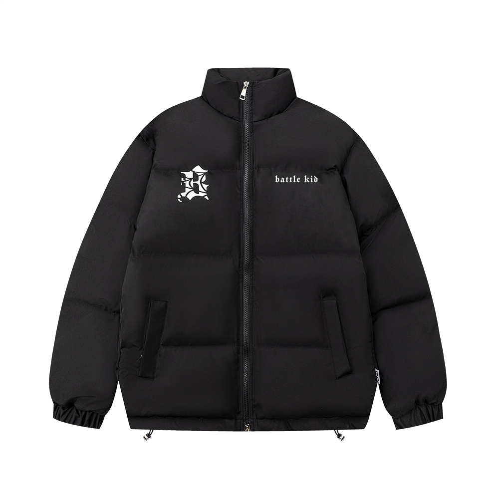 Dark Spider Print Stand Collar Bread Cotton Coat Jacket