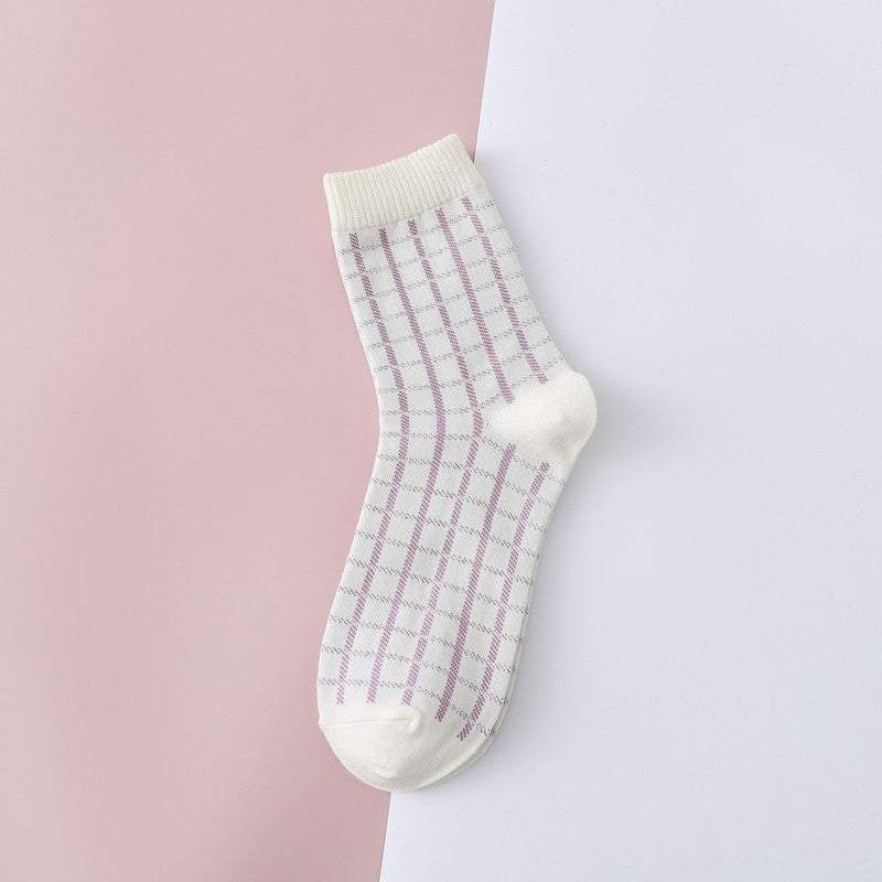 Women's Mid-calf Retro Houndstooth Long Socks