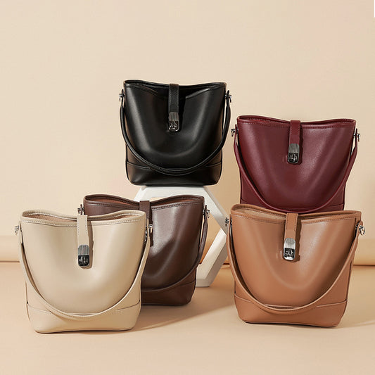 Women's Fashion High Quality Cowhide Bucket Bag
