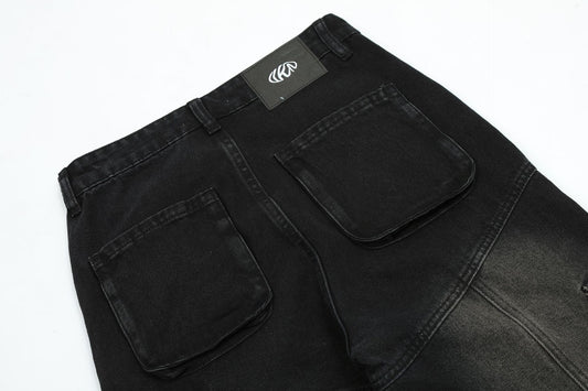 Men's Solid Color Multi-pocket Cargo Jeans