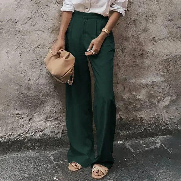 Color Pocket High Waist Trousers
