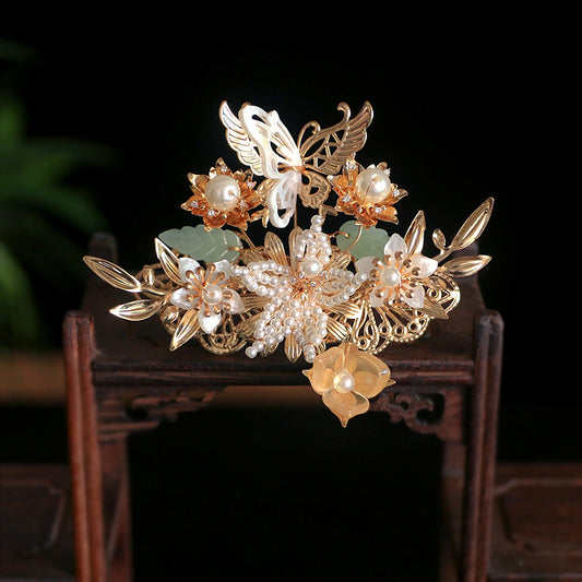 Beaded Chinese Tassel Xiuhe Tiara Set