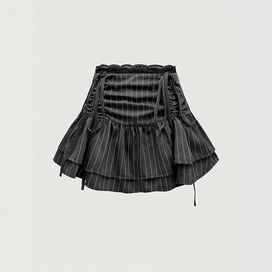 Sweet And Stylish Preppy-style Patchwork Skirt