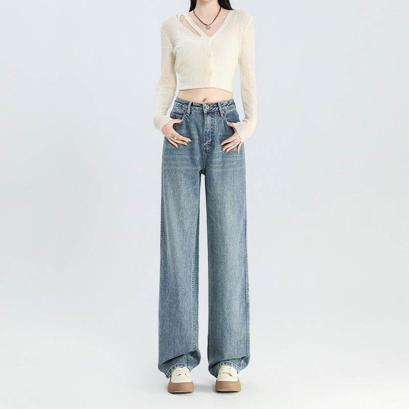Women's Fashion Wide-leg Retro Straight-leg Pants