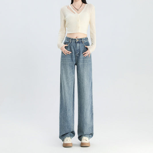 Women's Fashion Wide-leg Retro Straight-leg Pants