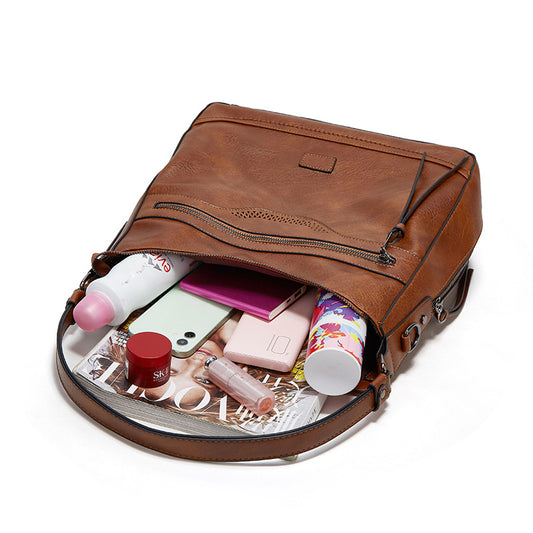 One Shoulder Vintage Tote Bag In Soft Leather