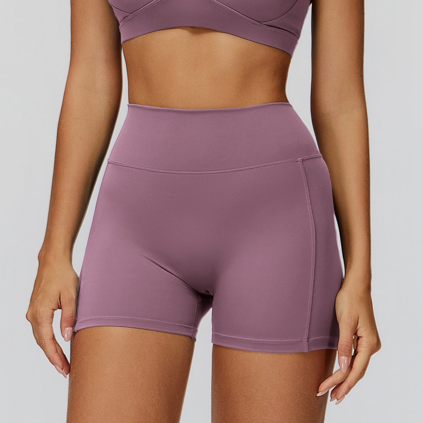 Brushed Yoga Shorts High Waist Slim Fit Sports Shorts