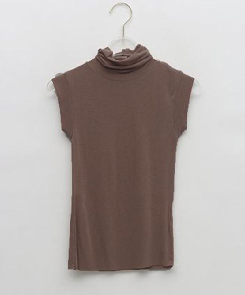 Look At The Conch Color Slightly Transparent Turtleneck Bottoming T-shirt