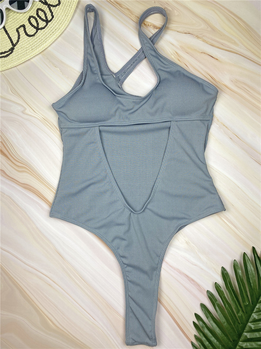 Knitted Ladies Dress Sexy One-Shoulder Swimsuit