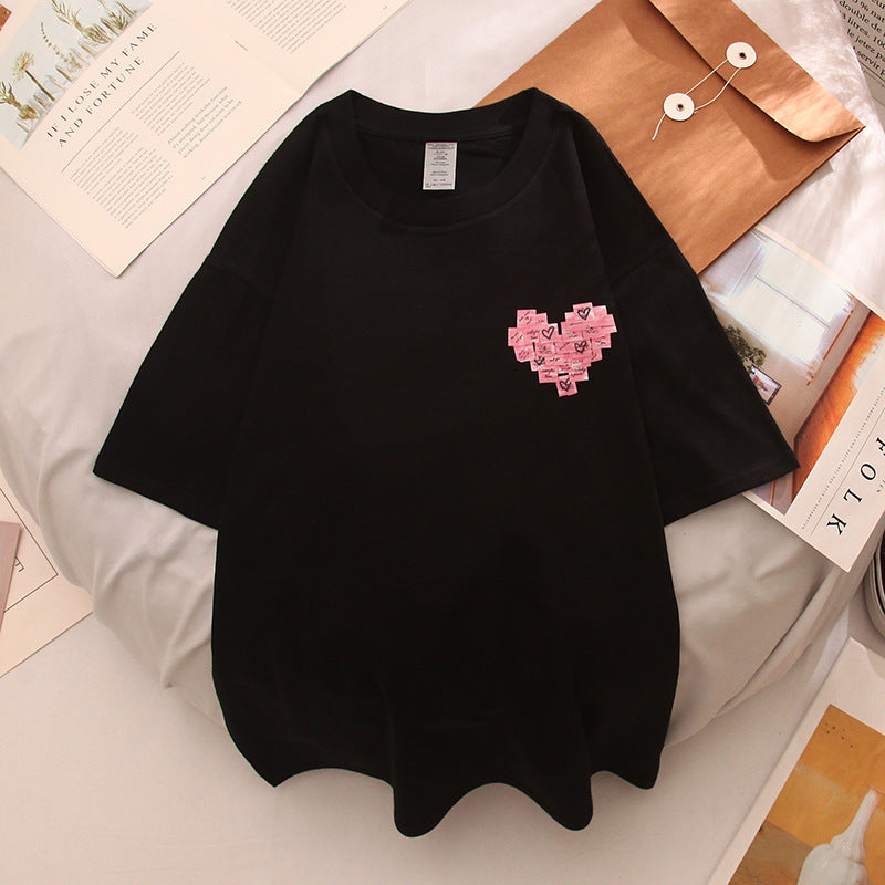 Summer New Printed Alphabet Cartoon Couple Short-sleeved T-shirt Men And Women