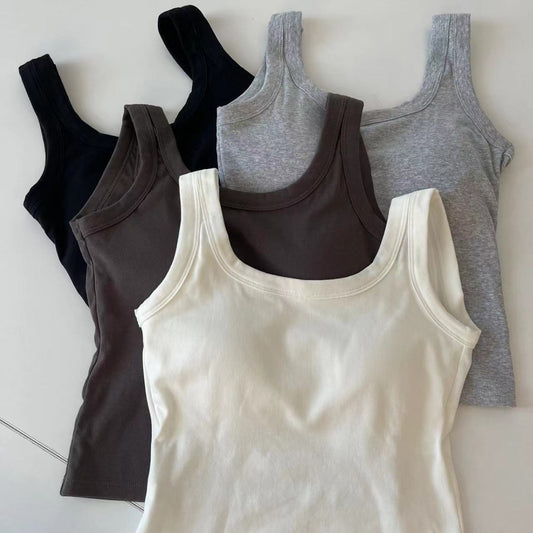Cotton Vest Summer With Chest Pad Fixed Cup Versatile Inner Match