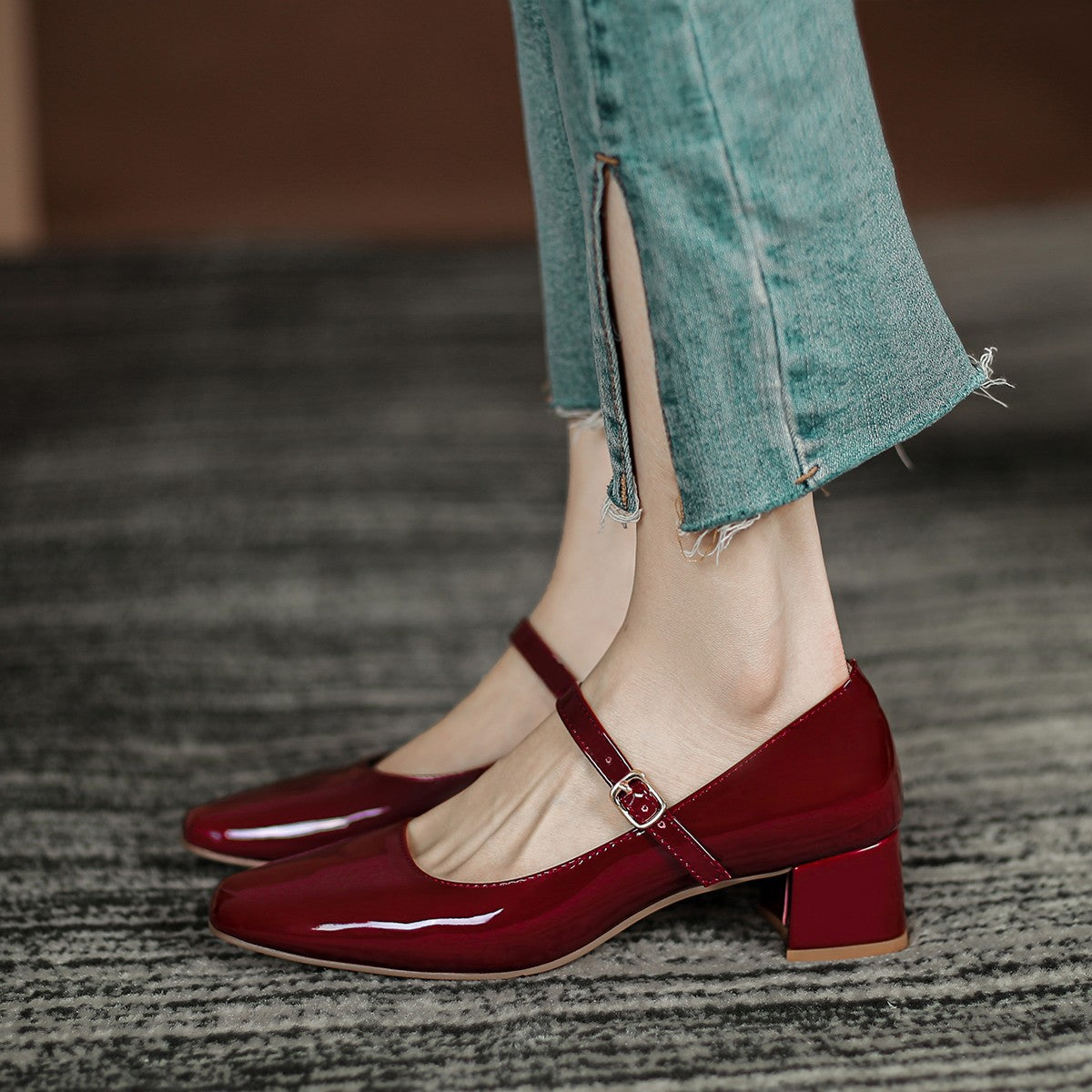 Thick Heel Women's New Shallow Mouth Vintage Mary Jane Shoes