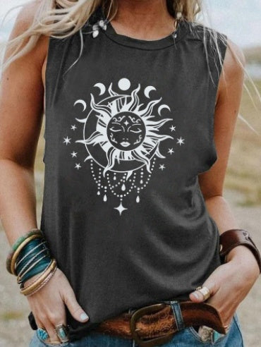 Black And White Pattern Print European And American Sleeveless Vest