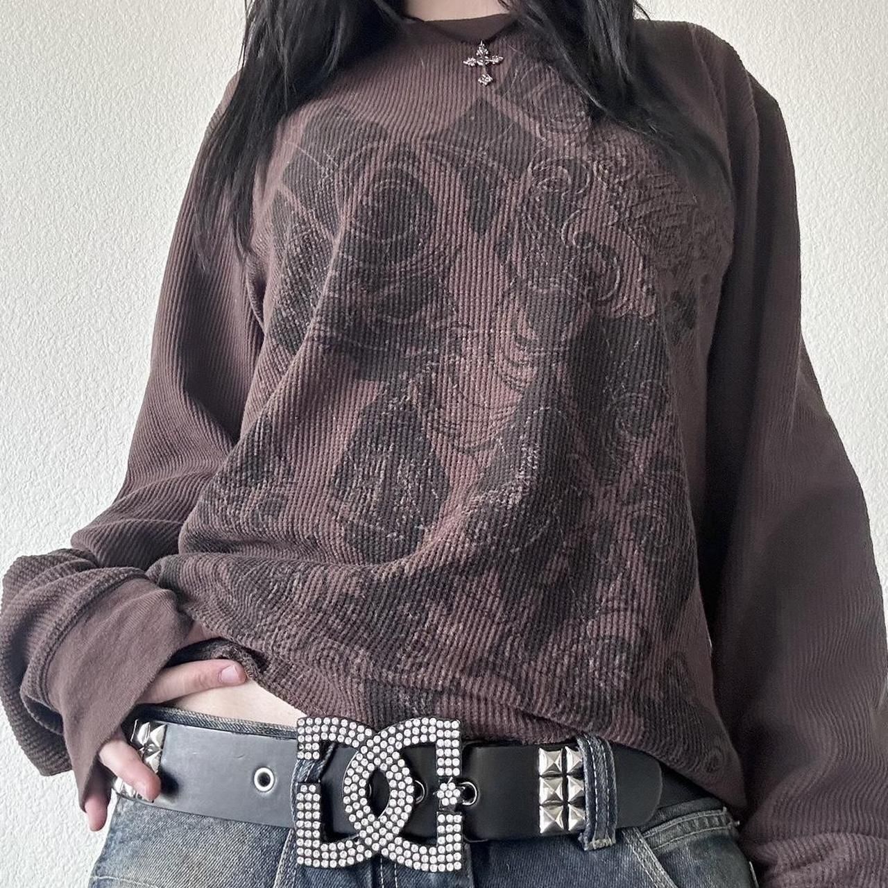 Ribbed Fabric Printed Design Crew-neck T-shirt Casual Style