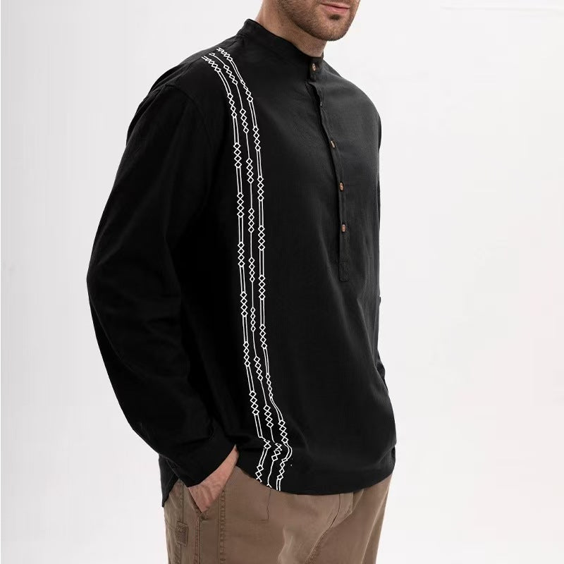 Henley Langærmet T-shirt med print til mænd