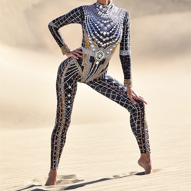 Women's Fashion Casual Simple Rhinestone Jumpsuit