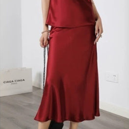 Silky Satin Women's A- Line Skirt Slimming Acetate