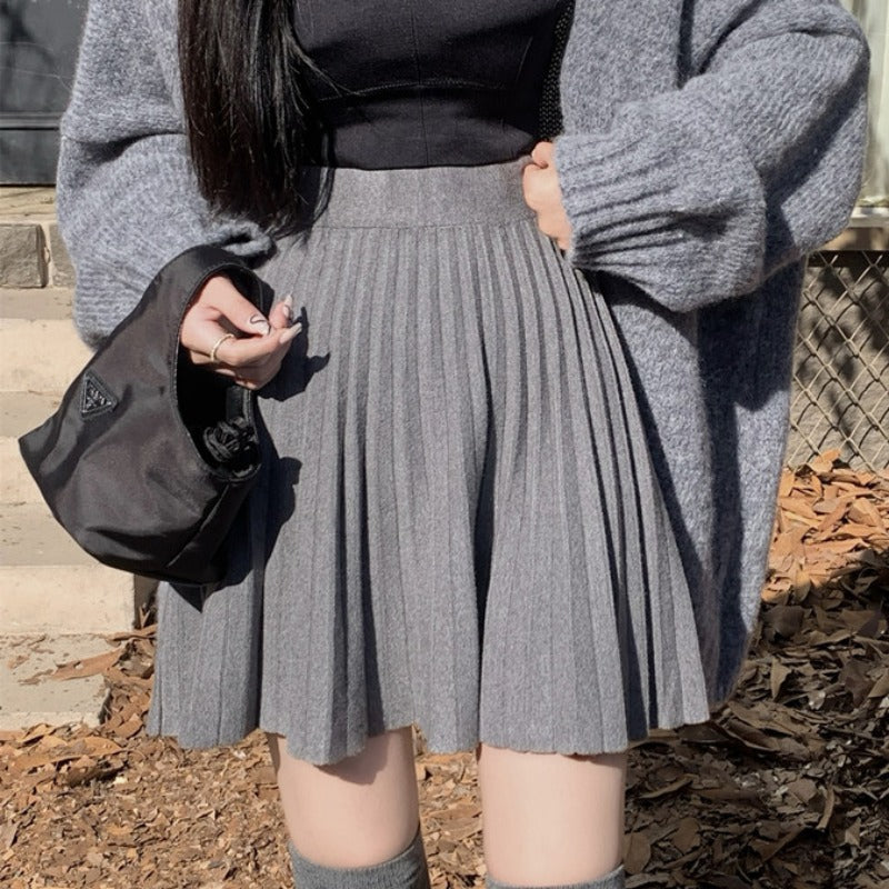 High-waisted A-line Figure-flattering Designer Knit Mini Skirt Versatile And Stylish
