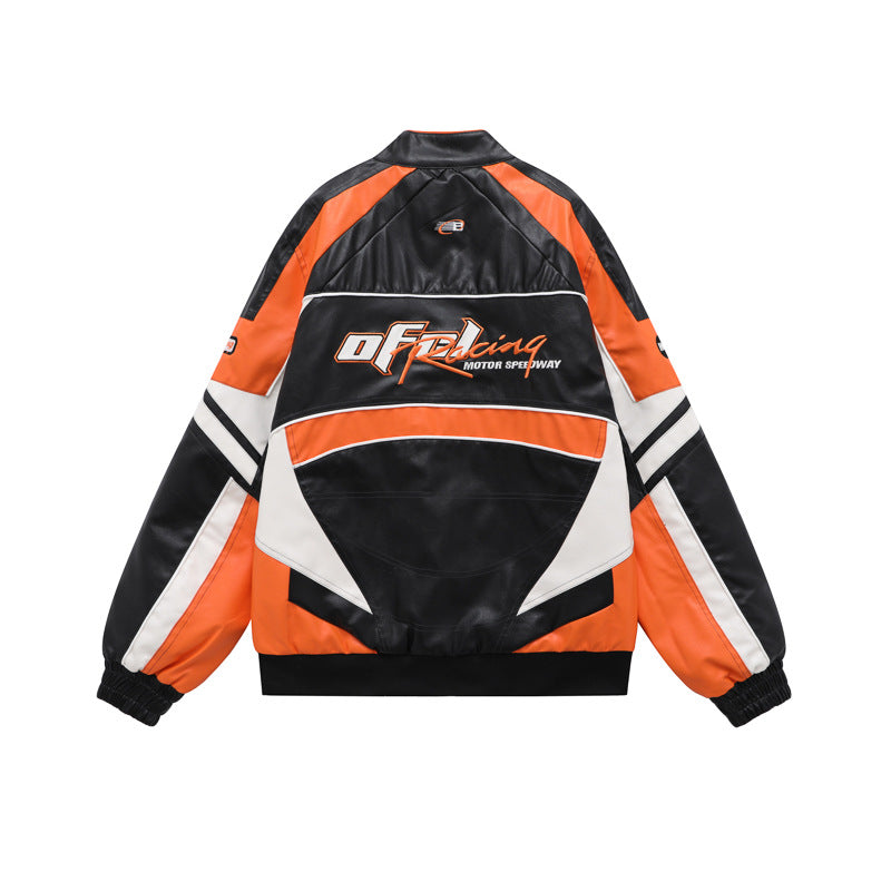 American Retro Motorcycle Embroidered Baseball Jersey